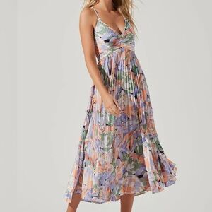 ASTR the Label Blythe Floral Plisse Midi Dress